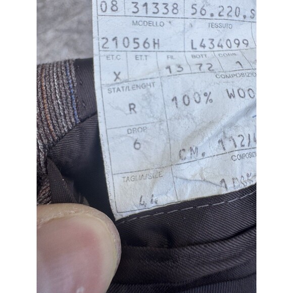 VTG 44 Ermenegildo Zegna Brown Wool Flannel Chalk Stripe Made In Italy 2 Piece - Picture 14 of 16